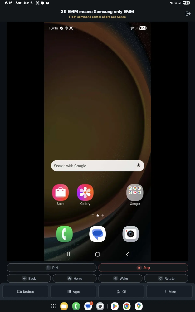 3S EMM unattended remote control screenshot